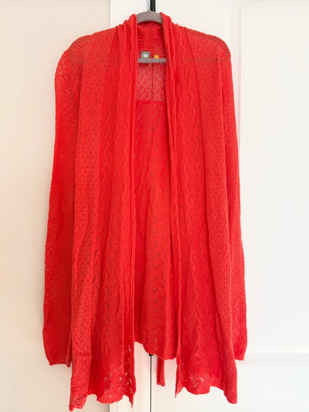 Anthropologie Knitted & Knotted Open Front Draped Cardigan | Size XS | Coral